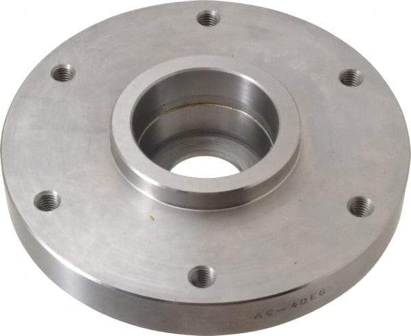 Buck Chuck Company - Adapter Back Plate for 6" Diam Self Centering Lathe Chucks - 4° Taper Mount, 1.32" Through Hole Diam, 4.906mm ID, 6-1/2" OD, 1.12" Flange Height, Steel - A1 Tooling