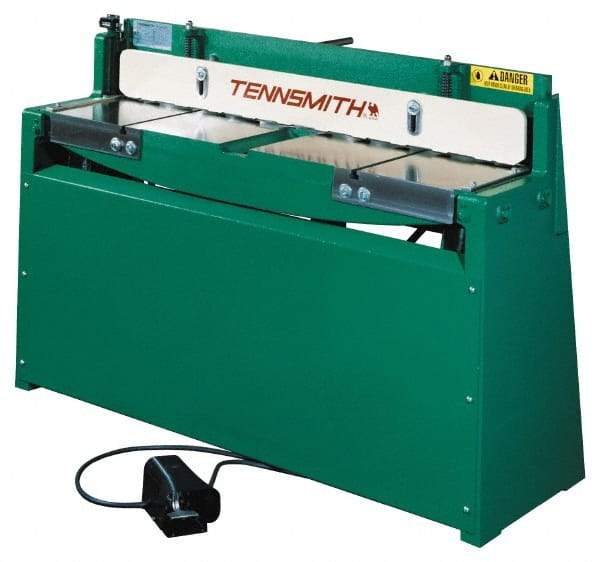 Tennsmith - 37 Inch Long Blade, Pneumatic Power Floor Shear - 46-1/2 Inch Wide x 27 Inch Deep x 42 Inch High, 0.0394 Inch Stainless Steel Capacity, 0.0630 Inch Mild Steel Capacity, 30 Inch Back Gauge Range - A1 Tooling