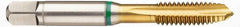 Guhring - 3/8-16 UNC, 3 Flutes, Plug Chamfer, TiN Finish, Cobalt Spiral Point STI Tap - 0.367" Shank Diam, 0.275" Square Size, 3B Class of Fit, Series 3990 - Exact Industrial Supply