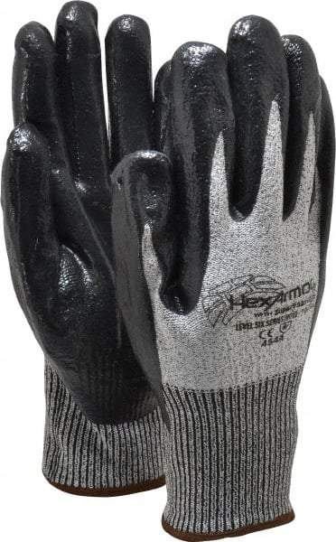 HexArmor - Size XL (10), ANSI Cut Lvl A8, Puncture Lvl 5, Nitrile Coated Cut & Puncture Resistant Gloves - Palm & Fingers Coated, SuperFabric/HPPE Lining, Knit Wrist, Gray/Black, Paired - A1 Tooling