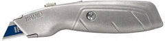 Irwin - Retractable Utility Knife - 2-1/4" Blade, Silver Aluminum Handle, 1 Blade Included - A1 Tooling