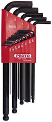 Proto - 13 Piece L-Key Ball End Hex Key Set - Hex Range 0.05 to 3/8", Carbon Steel - A1 Tooling