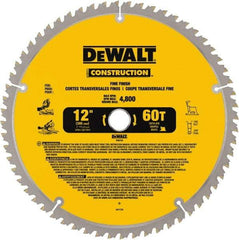 DeWALT - 12" Diam, 1" Arbor Hole Diam, 60 Tooth Wet & Dry Cut Saw Blade - Carbide-Tipped, Fine Finishing Action, Standard Round Arbor - A1 Tooling