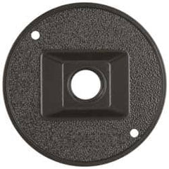 Cooper Crouse-Hinds - 1 Outlet, 1/2" Hole Diam, Powder Coat Finish, Round Noncorrosive Weatherproof Box Cover - 4-1/2" Wide x 9/16" High, Wet Locations, Aluminum, UL Listed - A1 Tooling