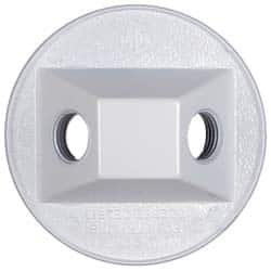 Cooper Crouse-Hinds - 2 Outlet, 1/2" Hole Diam, Powder Coat Finish, Round Noncorrosive Weatherproof Box Cover - 4-1/2" Wide x 9/16" High, Wet Locations, Aluminum, UL Listed - A1 Tooling