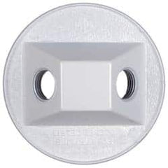 Cooper Crouse-Hinds - 2 Outlet, 1/2" Hole Diam, Powder Coat Finish, Round Noncorrosive Weatherproof Box Cover - 4-1/2" Wide x 9/16" High, Wet Locations, Aluminum, UL Listed - A1 Tooling