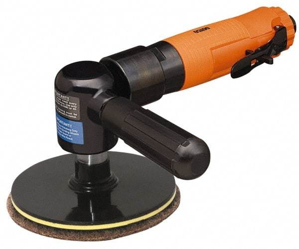 Cleco - 5" Pad Diam, 9,000 RPM, 0.6 hp, Handheld Pneumatic Buffer - 30 CFM, 5/8-11" Spindle Thread, 1/4" Inlet - A1 Tooling