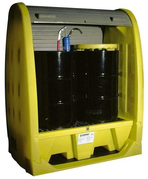 Enpac - 2 Drum, 58 Gal Sump Capacity, Pallet with Rolltop Hardcover - 69" High, Vertical Storage, Polyethylene - A1 Tooling