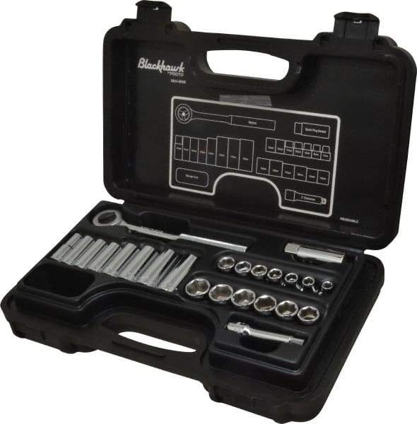 Blackhawk by Proto - 24 Piece 3/8" Drive Deep Well Socket Set - 6 Points, 5/8" to 5/8" 7mm to 19mm Range, Metric Measurement Standard - A1 Tooling