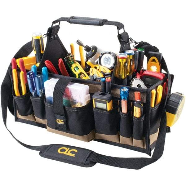 CLC - 43 Pocket Black & Khaki Polyester Tool Tote - 12" Wide x 2-1/2" Deep x 7" High - A1 Tooling