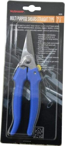 Value Collection - 3" LOC, 7-1/2" OAL Light Duty Shears - Ambidextrous, Plastic Straight Handle, For General Purpose Use - A1 Tooling