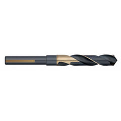 Titan USA - 35/64" 118° 1/2" Shank Black Oxide/Gold Finish High Speed Steel Silver & Deming Reduced Shank Drill Bit - Exact Industrial Supply