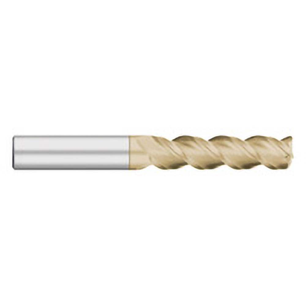 Corner Radius End Mill: 3/16″ Dia, 3/4″ LOC, 0.01″ Radius, 3 Flutes, Solid Carbide 2-1/2″ OAL, 3/16″ Shank Dia, 45 ° Helix, ZrN Coated, Corner Radius End, Centercutting