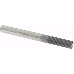 Square End Mill: 1/4'' Dia, 3/4'' LOC, 1/4'' Shank Dia, 2-1/2'' OAL, 6 Flutes, Solid Carbide Single End, AlCrN Finish, 45 ° Helix, Centercutting, RH Cut, RH Flute, Series SM6F