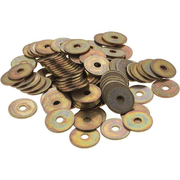 Made in USA - #10 Screw, Grade 1008/1010 Steel Standard Flat Washer - 1/4" ID x 1" OD, 0.06" Thick, Cadmium-Plated Finish, Meets Military Specifications - A1 Tooling