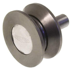 Osborn International - 4-1/2" Roller Diam x 2" Width, 1-1/4" Stud Diam x 2-1/2" Length, V Grooved Concentric Stud - Steel, 1-3/4" Thread Length, 1-1/4-12 Thread, 4-1/2" OAL, 13,700 Lb Dynamic Cap - A1 Tooling