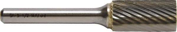 M.A. Ford - 4mm Cut Diam, 3mm Shank Diam, Cylinder Head Single Cut Burr - Carbide, Flat End, 12.7mm LOC, 38mm OAL - A1 Tooling