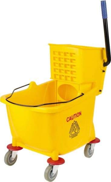 PRO-SOURCE - 31 Qt Plastic Bucket & Wringer - 22" Long x 18-1/2" High x 17" Wide, Yellow - A1 Tooling