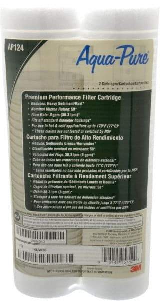 3M Aqua-Pure - 2-1/2" OD, 50µ, Cellulose Fiber Graded-Density Cartridge Filter - 9-3/4" Long, Reduces Dirt & Rust - A1 Tooling