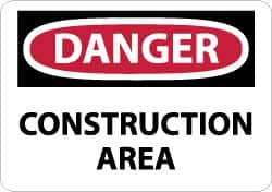 NMC - "Danger - Construction Area", 10" Long x 14" Wide, Fiberglass Safety Sign - Rectangle, 0.095" Thick, Use for Security & Admittance - A1 Tooling