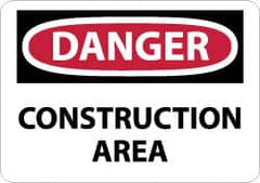 NMC - "Danger - Construction Area", 10" Long x 14" Wide, Fiberglass Safety Sign - Rectangle, 0.095" Thick, Use for Security & Admittance - A1 Tooling