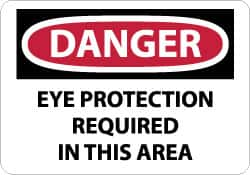 NMC - "Danger - Eye Protection Required in This Area", 10" Long x 14" Wide, Fiberglass Safety Sign - Rectangle, 0.095" Thick, Use for Accident Prevention - A1 Tooling