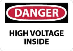 NMC - "Danger - High Voltage Inside", 10" Long x 14" Wide, Fiberglass Safety Sign - Rectangle, 0.095" Thick, Use for Accident Prevention - A1 Tooling