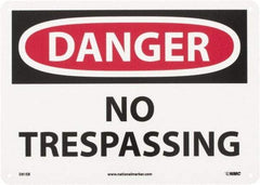 NMC - "Danger - No Trespassing", 10" Long x 14" Wide, Fiberglass Safety Sign - Rectangle, 0.095" Thick, Use for Security & Admittance - A1 Tooling