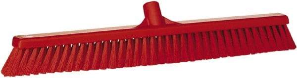 Vikan - 24" Fine Particle Synthetic Push Broom - 2" Bristle Length, Plastic Block, European Threaded Handle Connection - A1 Tooling