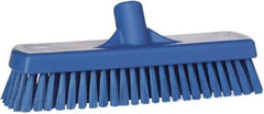 Vikan - 1.7" Bristle Length, Polyester Scrub Brush - 2-1/2" Wide Head, 19" OAL, Blue, Polypropylene Block - A1 Tooling