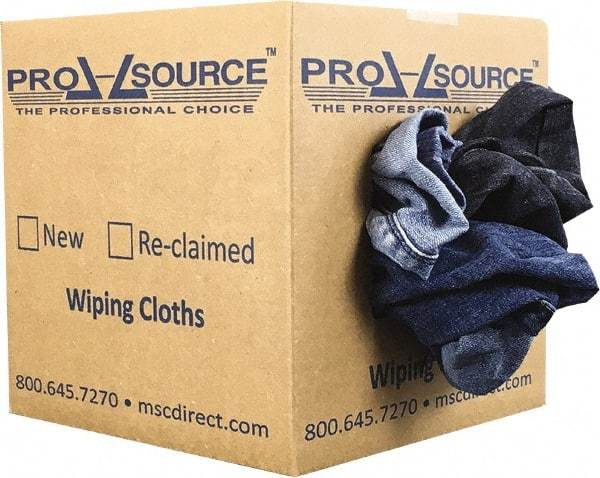 PRO-SOURCE - Reclaimed Rags - Assorted Colors, Denim, Low Lint, 5 Lbs. at 2 to 4 per Pound, Box - A1 Tooling