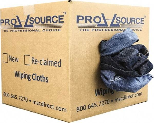 PRO-SOURCE - Reclaimed Rags - Assorted Colors, Denim, Low Lint, 10 Lbs. at 2 to 4 per Pound, Box - A1 Tooling