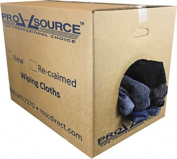 PRO-SOURCE - Reclaimed Rags - Assorted Colors, Denim, Low Lint, 50 Lbs. at 2 to 4 per Pound, Box - A1 Tooling