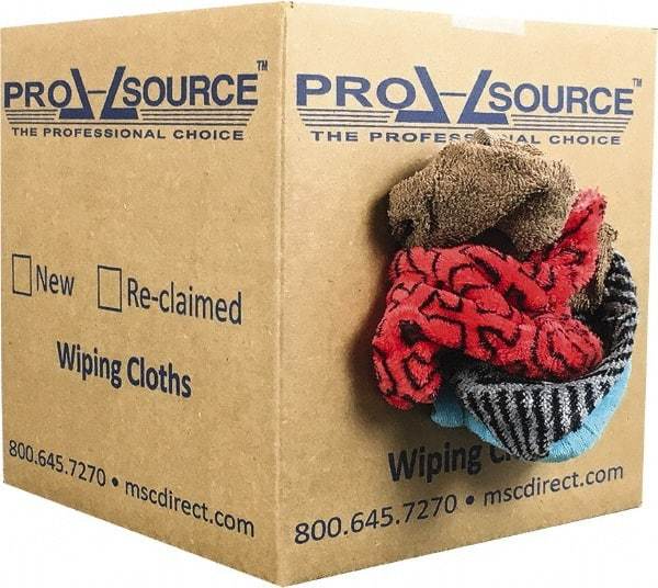 PRO-SOURCE - Reclaimed Rags - Assorted Colors, Terry Cloth, Medium Lint, 5 Lbs. at 3 to 4 per Pound, Box - A1 Tooling