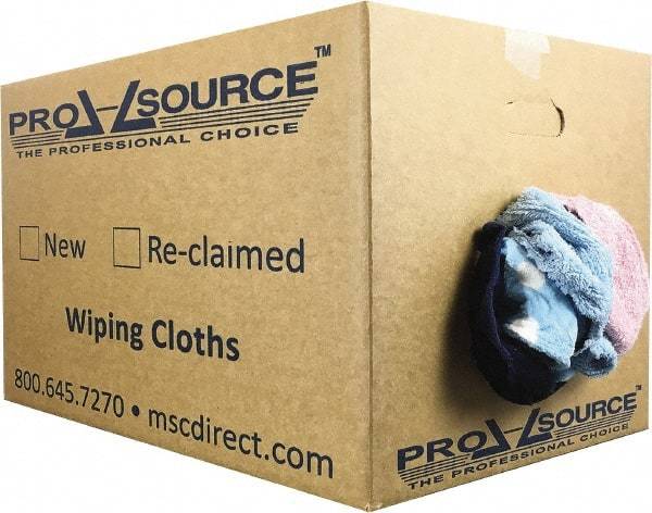 PRO-SOURCE - Reclaimed Rags - Assorted Colors, Terry Cloth, Medium Lint, 25 Lbs. at 3 to 4 per Pound, Box - A1 Tooling