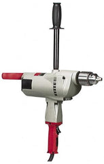 Milwaukee Tool - 3/4" Keyed Chuck, 350 RPM, Spade Handle Electric Drill - 10 Amps, 120 Volts, Reversible, Includes Pipe Handle - A1 Tooling