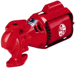 Bell & Gossett - 1/2 hp, 20-1/4" Long, 3 Phase, Cast Iron Housing, Brass Impeller, Inline Circulator Pump - 208/230/460 Volt, 60 Hz, 12" Flange Width, Flanges Included, Bell & Gossett Part No. 105093, 125 Max psi, ODP Motor - A1 Tooling