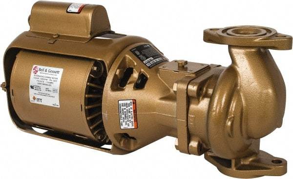 Bell & Gossett - 1/12 hp, 14-7/8" Long, 1 Phase, Bronze Housing, Brass Impeller, Inline Circulator Pump - 115 Volt, 60 Hz, 6-3/8" Flange Width, Bell & Gossett Part No. 106197, 125 Max psi, ODP Motor - A1 Tooling