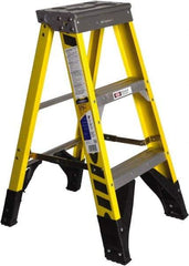 Werner - 2 Steps, 3' High, Type IAA Rating, Fiberglass Step Ladder - 375 Lb Capacity, 19-3/4" Base Width - A1 Tooling