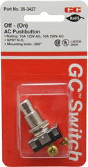 GC/Waldom - 1/2 Inch Mount Hole, Pushbutton Switch Only - Round, Chrome Pushbutton, Nonilluminated, Momentary (MO), Off-On - A1 Tooling