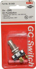 GC/Waldom - 1/2 Inch Mount Hole, Pushbutton Switch Only - Round, Chrome Pushbutton, Nonilluminated, Momentary (MO), On-Off - A1 Tooling