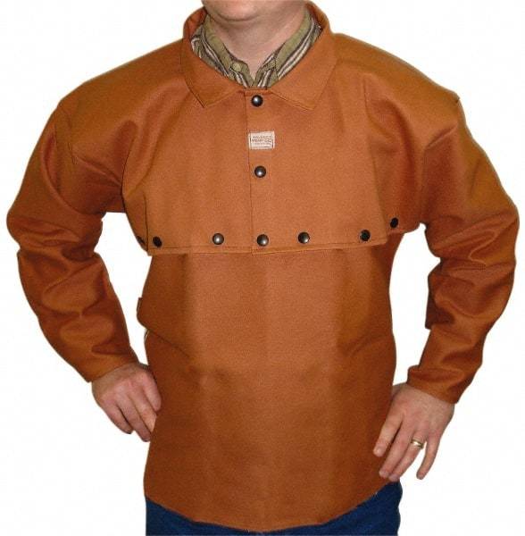 Stanco Safety Products - Size 3XL, 54-56" Chest, 20" Long, Flame Resistant, Cape Sleeves & Bib - Cotton, 12 oz, Russet - A1 Tooling