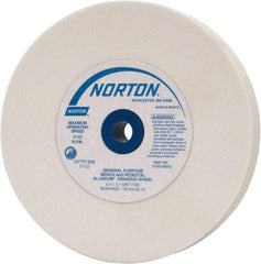 Norton - 100 Grit Aluminum Oxide Bench & Pedestal Grinding Wheel - 6" Diam x 1" Hole x 1" Thick, 4140 Max RPM, J Hardness, Fine Grade , Vitrified Bond - A1 Tooling