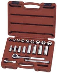 Paramount - 20 Piece 3/8" Drive Deep Well Socket Set - 6 Points, 3/8" to 7/8" Range, Inch Measurement Standard - A1 Tooling