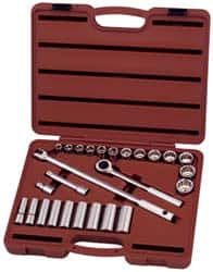 Paramount - 26 Piece 1/2" Drive Deep Well Socket Set - 6, 12 Points, 7/16" to 1" Range, Inch Measurement Standard - A1 Tooling