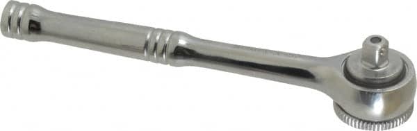 Paramount - 1/4" Drive Round Head Quick-Release Ratchet - Chrome Finish, 5-3/4" OAL, 45 Gear Teeth, Full Polished Knurled Handle - A1 Tooling