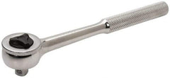 Paramount - 3/8" Drive Round Head Quick-Release Ratchet - Chrome Finish, 7-29/32" OAL, 45 Gear Teeth, Full Polished Knurled Handle, Reversible with Knurled Speed Ring Head - A1 Tooling