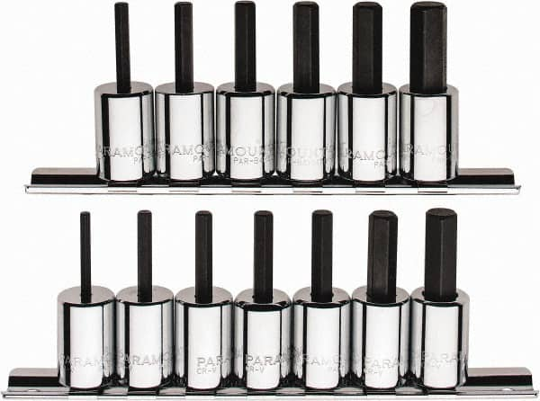 Paramount - 13 Piece 3/8" Drive Inch/Metric Hex Bit Socket Set - 1/8 to 3/8" Hex - A1 Tooling