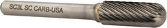 Atrax - 3/8" Cut Diam, 1/4" Shank Diam, Cylinder with Radius Head Single Cut Burr - Carbide, Radius End, 1" LOC, 2-1/4" OAL - A1 Tooling