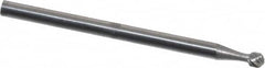 Atrax - 3/32" Cut Diam, 3/32" Shank Diam, Ball Head Single Cut Burr - Carbide, 3/32" LOC, 1-1/4" OAL - A1 Tooling